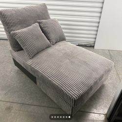 Gray Corduroy Chaise Lounge w/ Pillows FREE DELIVERY
