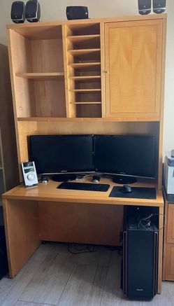 Free Desk with moveable hutch and file drawers