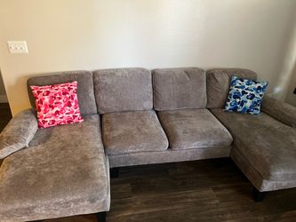 Large Gray L-Shaped Sectional Sofa w/ 2 Chaises