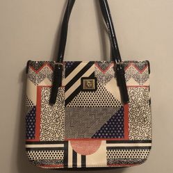 NEW Ann Klein Perfect Shopper Color Block Multicolored Abstract Bag!