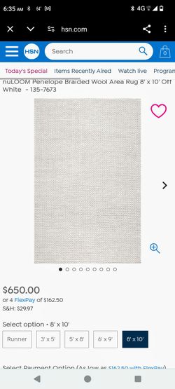 nuLOOM Braided Wool Area Rug 8x10 Off White