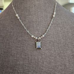  925 Moonstone Pearl Gemini Necklace