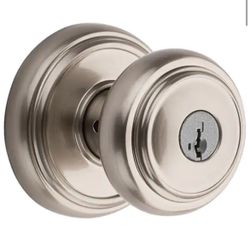 Baldwin Prestige Alcott Satin Nickel Entry Door Knob Featuring SmartKey Security @U11-940