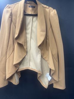 SHEIN Beige Draped Open-Front Blazer