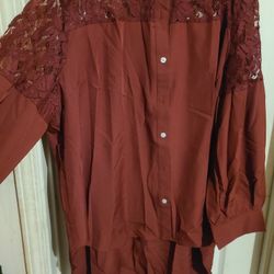 Burgundy HI Low Shirt