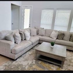 Modular Large Linen L Shape Cozy Couch Sectional🔹 Brand New 💯 In Stock✅