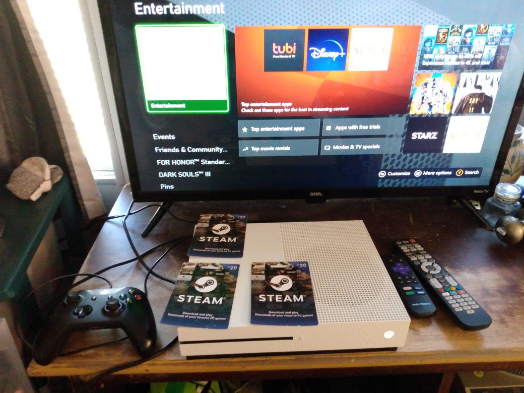 Xbox One S And A Controller With 3 20 Dollar Steam Cards