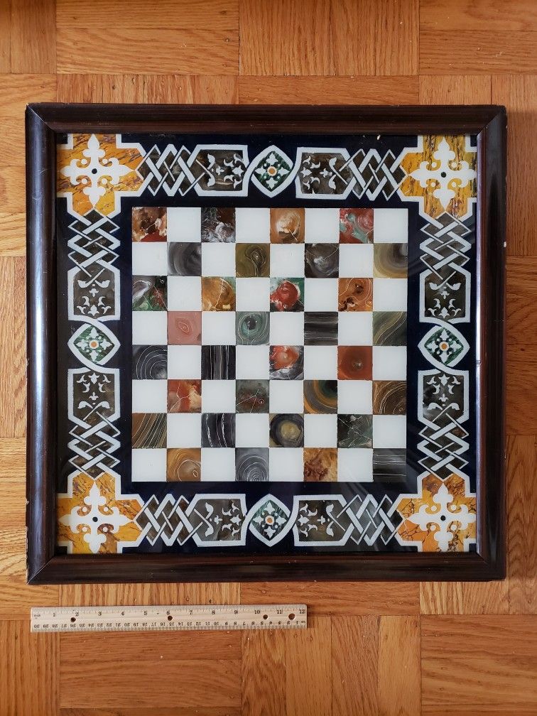 Vintage (Antique) Chess Board Art Piece