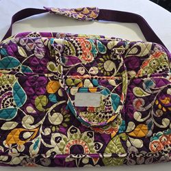 Vera Bradley Xlarge Flowered Multi Color Quilted Duffle Bag 24"8"14 Adj. Strap