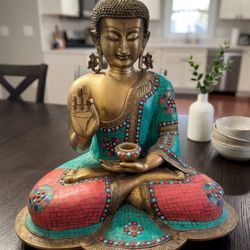 Stunning Handcrafted Mosaic Buddha Statue (Brass)