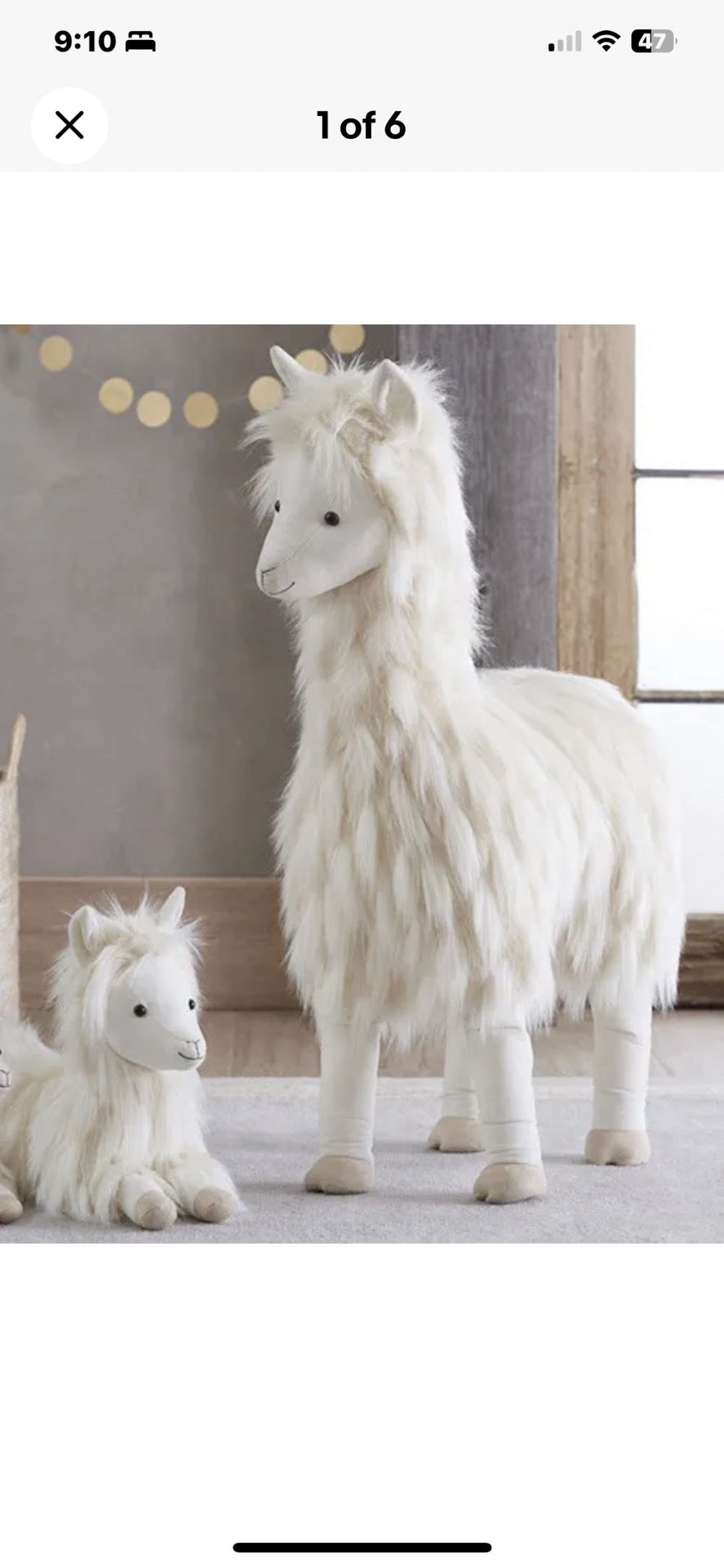 Pottery Barn Kids Large 30” Standing Plush Llama Excellent!