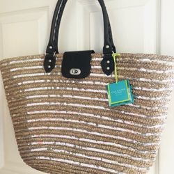 New Calypso ST Barth for Target Sequin + Straw Large Shopper Shoulder Tote Bag