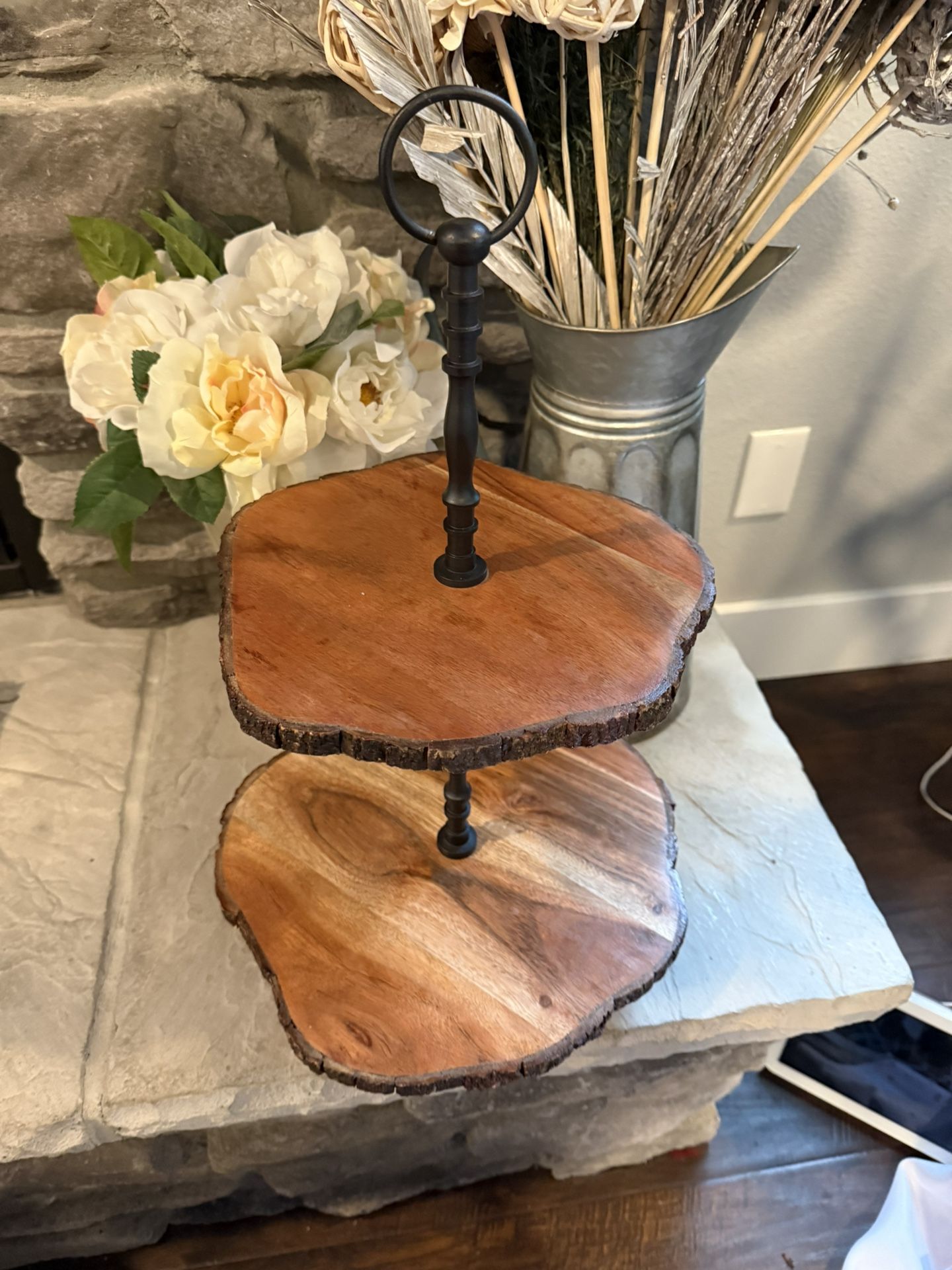Rustic Live-Edge, 2-tier, Display/Serving Stand