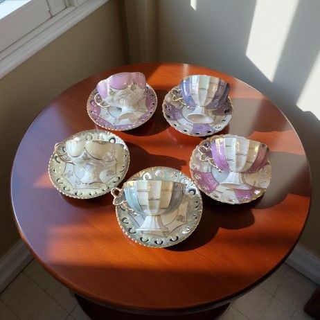 Vintage Japanese Lustrewear Teacups And  Saucers
