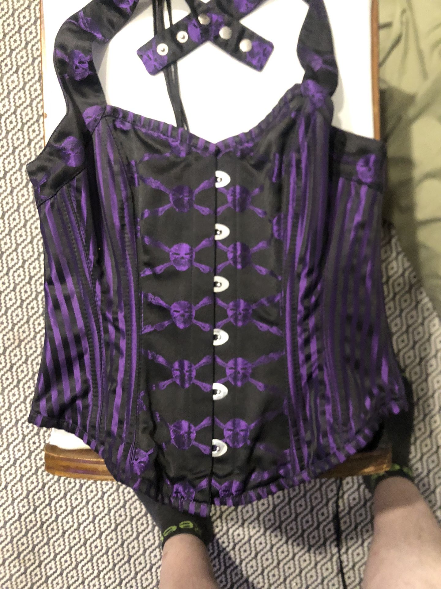 Really pretty black and purple corset. Bedroom stories brand.