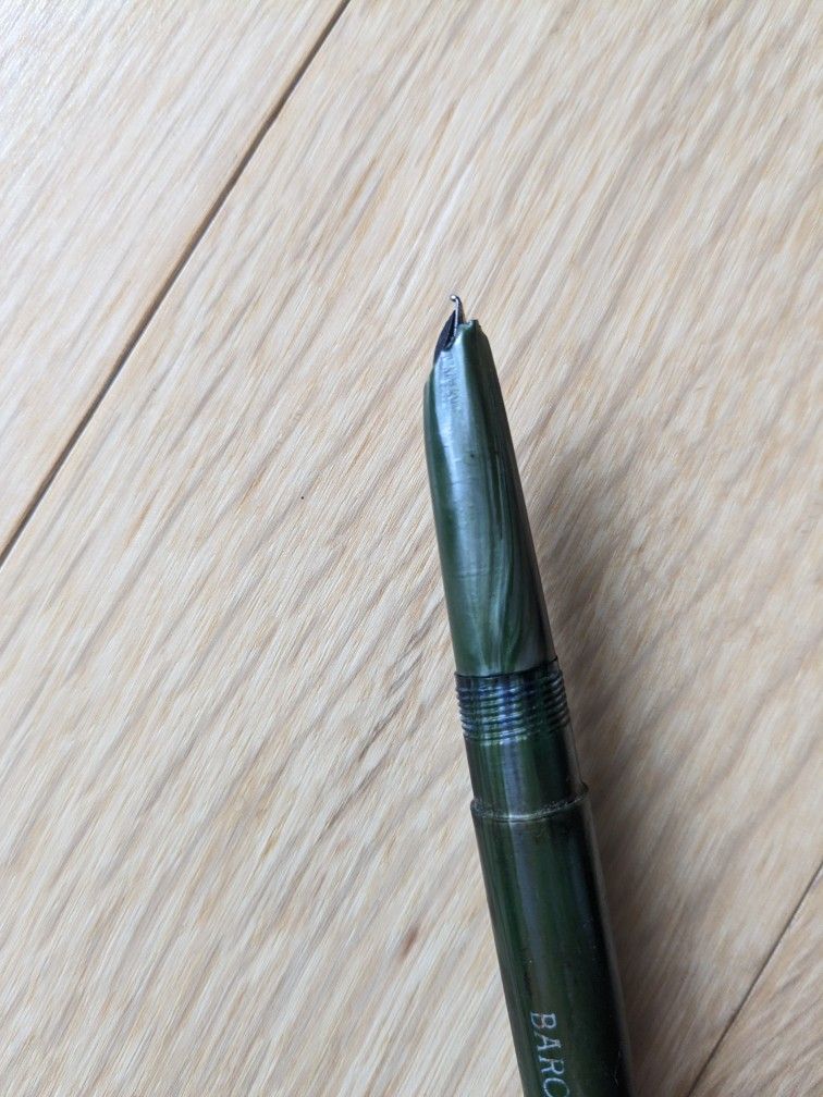 Set of 2 Fountain Pen, Ink Pen (Baronet Super Brand). Vintage 80's Collectible. Old Classic! Green & Brown. Model Unknown.