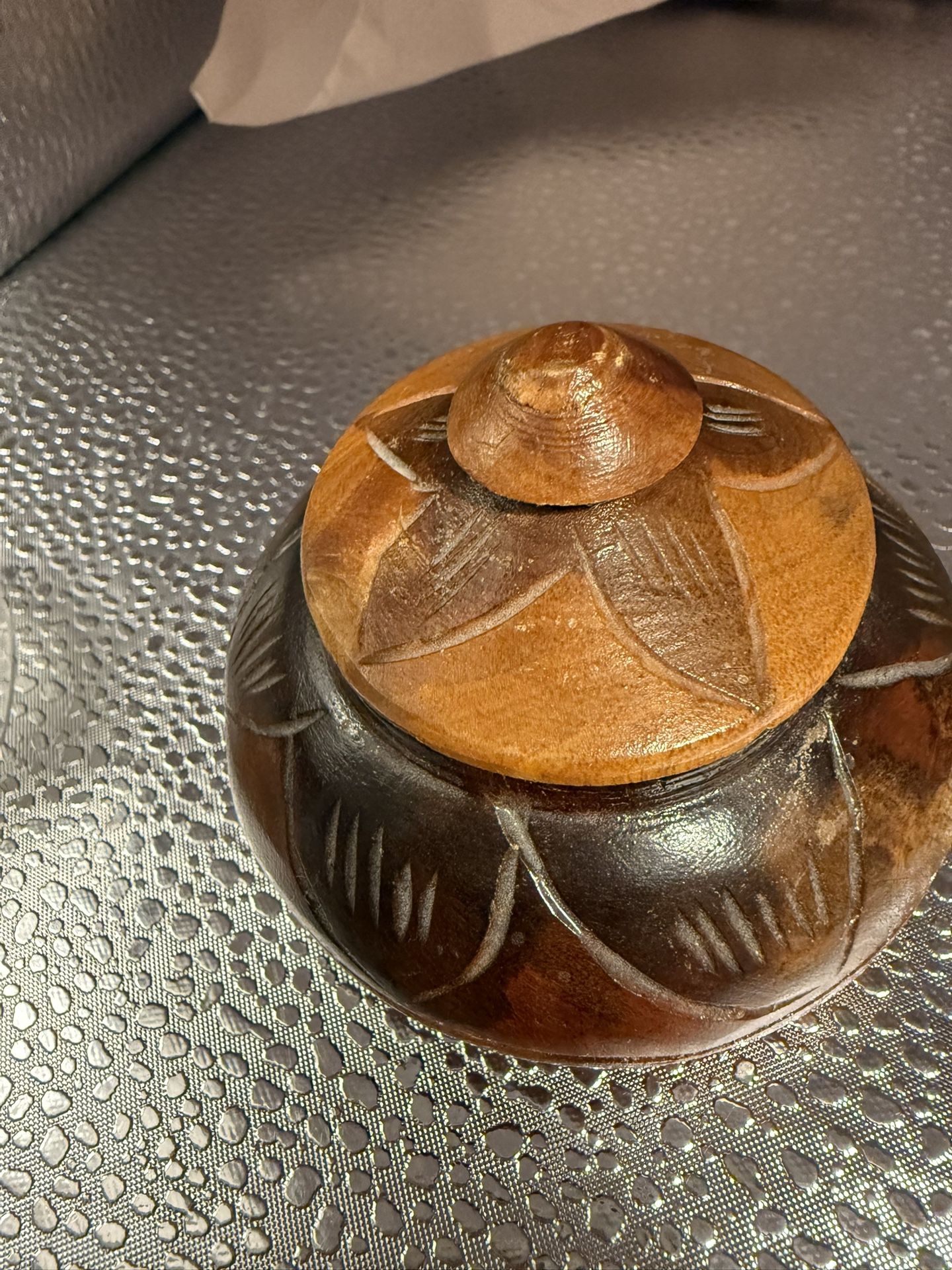 Vintage Hand Carved Wooden Trinket Box
