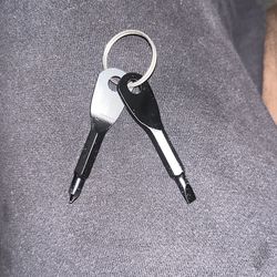 Portable Phillips & Slotted Screwdriver Key Ring Set - Multi-Functional Mini Pocket Repair Tool Gadget for Camping Accessories