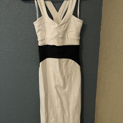 BEBE White/Black Midi Dress Sz XSmall 