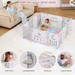 NEW! 14 Panel Foldable Baby Playpen Toddler Play fence Area Custom Shape Easy Assembly & Storage Play Yard  Safety Gate Corralito De Bebe 