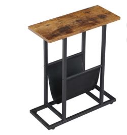 Indoor Rustic Lodge Storage Metal End Table, Brown
