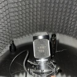Audio Technica microphone, and isolation shield