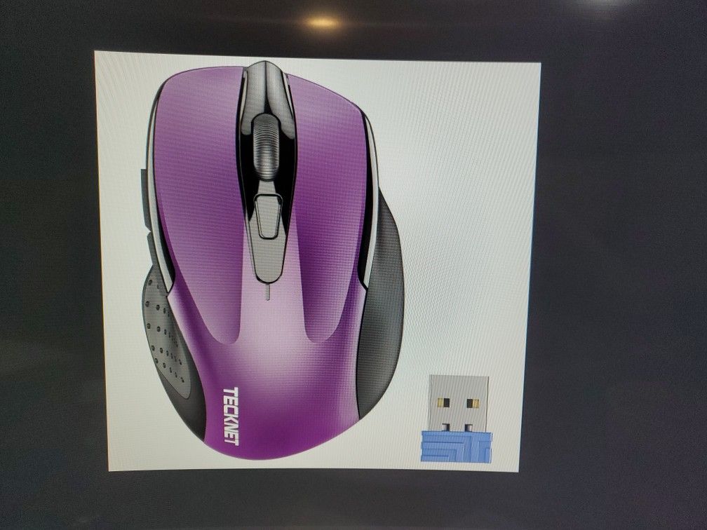 Purple & Black Wireless Mouse, 2.4G Ergonomic Optical 6 Buttons 2600 DPI