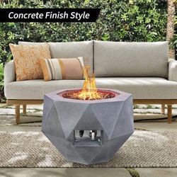 25 Inch Large Concrete Decor Geometric Style Bowl for Outdoor Gas Fire Pit Table