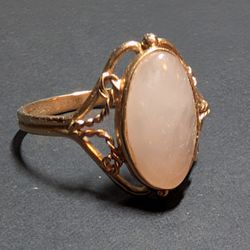 Sterling Silver Gold Plated Rose Quartz - Size 10