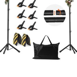 JSungo Backdrop Stand, Adjustable 10x7.5 FT Background Stand Backdrop for Parties, Photo Video Studio, Portable Photography Backdrop Stand with Carryi