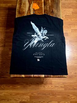 YoungLA Men's Black Washed Crew Neck Short Sleeve Tee. Size X-Large