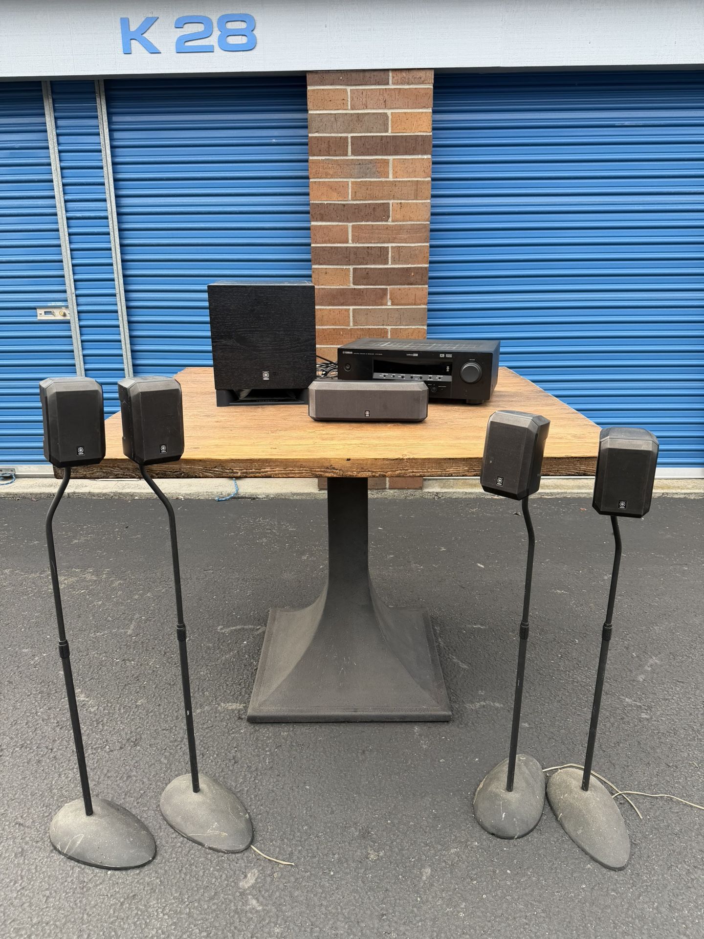 Yamaha 5.1 Surround Sound Home System – HTR-5930 Receiver + YST-SW010 Subwoofer + 5 Speakers+Stands