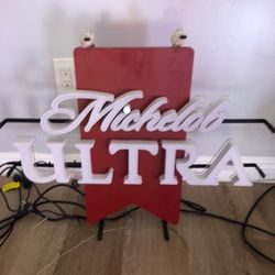Like New Michelob Ultra Ribbon Opti/Led light Measures 28” x 24” 