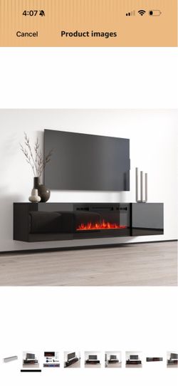 Meble Furniture Cali BL-EF Electric Fireplace TV Stand — Wall Mounted