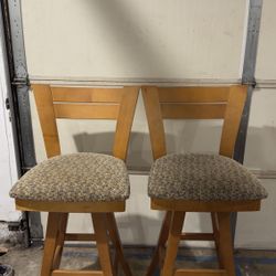 Two Swivel Bar Stools With Backs 