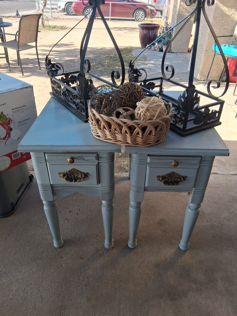 Pair Of End Tables, Solid Wood