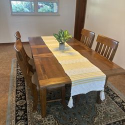 Wooden Dining Room Table Set With Four Chairs