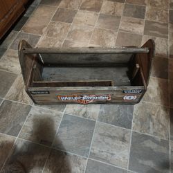 Vintage Extra Large Handmade Wooden Toolbox With Handle 23 In Long 11 In Wide 1940s Also Have Stickers Still On It Harley-Davidson
