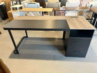 70.9" Executive Desk with Power Outlet, Large Office Desk with Drawers & Lateral File Cabinet, Long Computer Desk with Adjustable Storage Shelves, Mod
