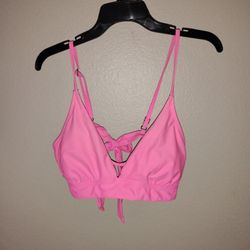 No Boundaries Women's Neon Pink Bikini Swim Top 