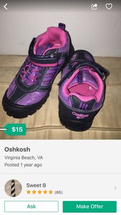 OSHKOSH purple/pink size 12C. Old Navy silver size 11