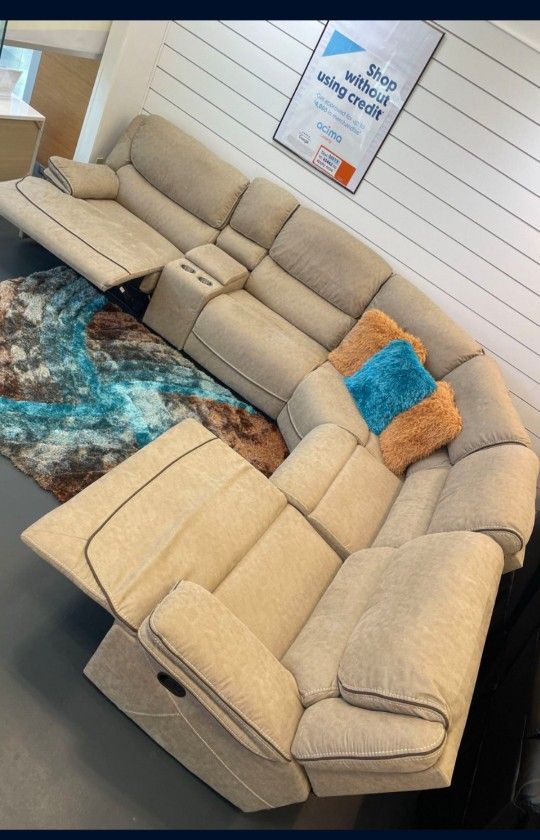 *Fantastic Deal!!!*---Stellar Alejandra Mocha Microfiber Reclining Sectional Sofa---Delivery And Financing Available🤠