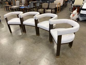 Modern Dark Finished Barrel Bach Dining Chair with Gold Tone Capped Legs (Set of 4)