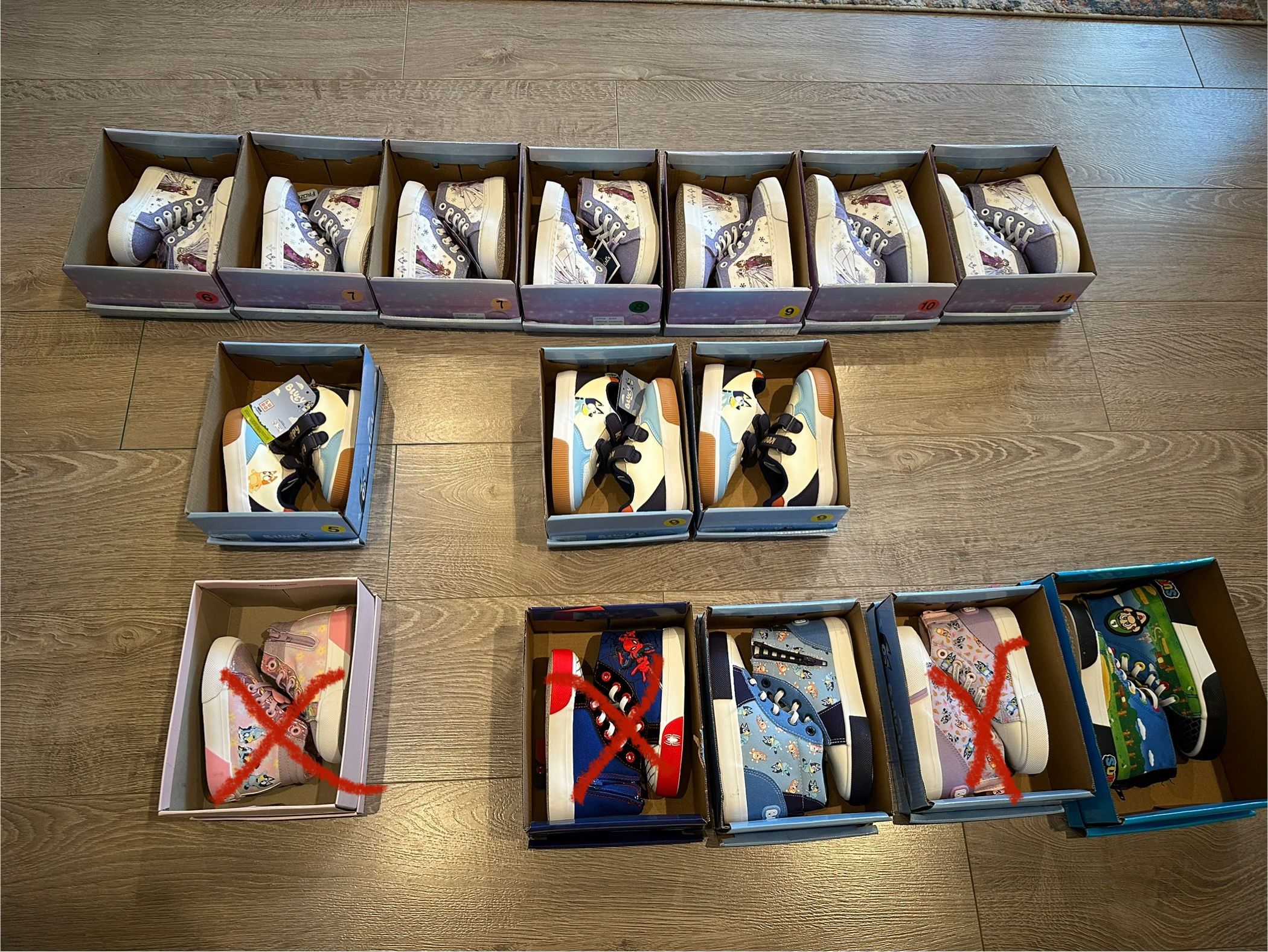 Collection of Toddler Sneakers Bluey, Frozen, Super Mario