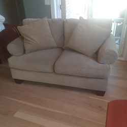 Beige Loveseat Soft Fabric