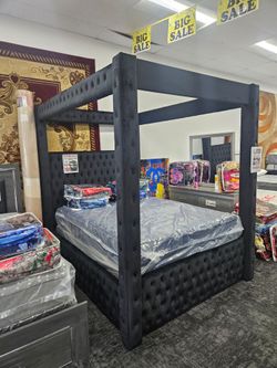 New queen Black canopy bed frame special