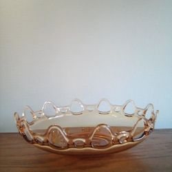Vintage Amber Glass Serving Bowl