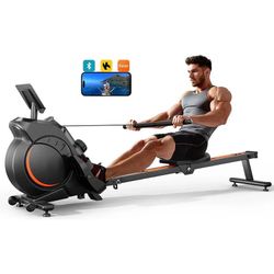 Magnetic/Water Rowing Machine 350 LB Weight Capacity - Foldable Rower for Home Use with Bluetooth, App Supported, Tablet Holder and Comfortable Seat C