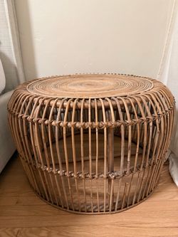 Round Woven Rattan Coffee Table – 30”