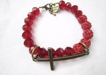 Beaded crystal cross bracelet